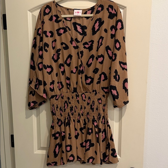 Buddy Love Dresses & Skirts - Buddy Love Tan Leopard-Print Dress with Pink Accents